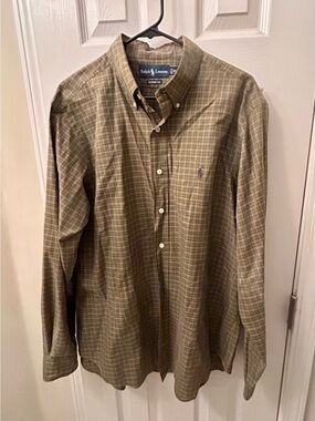Ralph Lauren Olive Green Plaid Button-Down Shirt